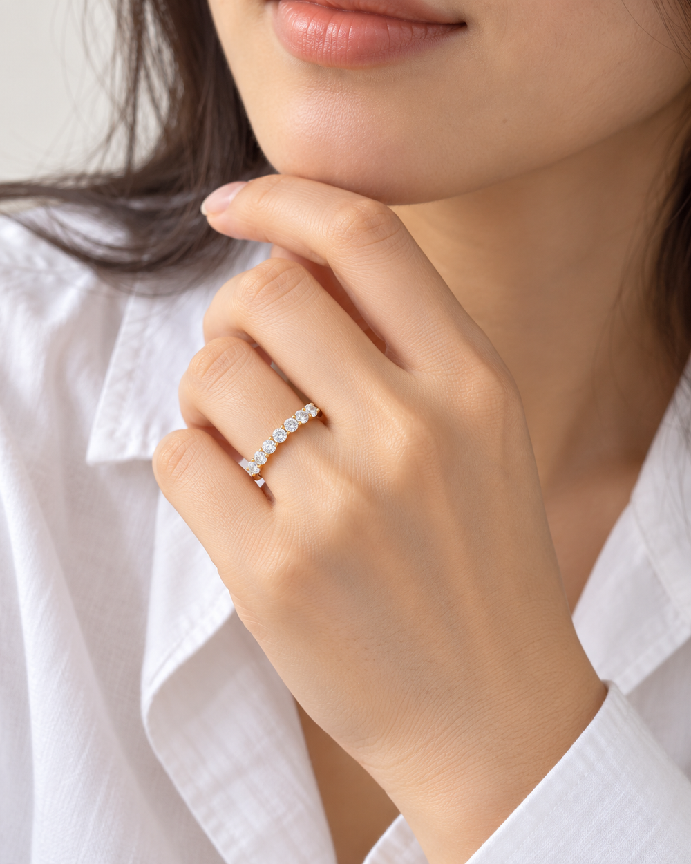 Seven-Stone Band — AI-generated wearing view