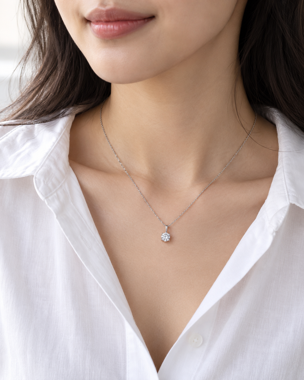 Solitaire Necklace — AI-generated wearing view