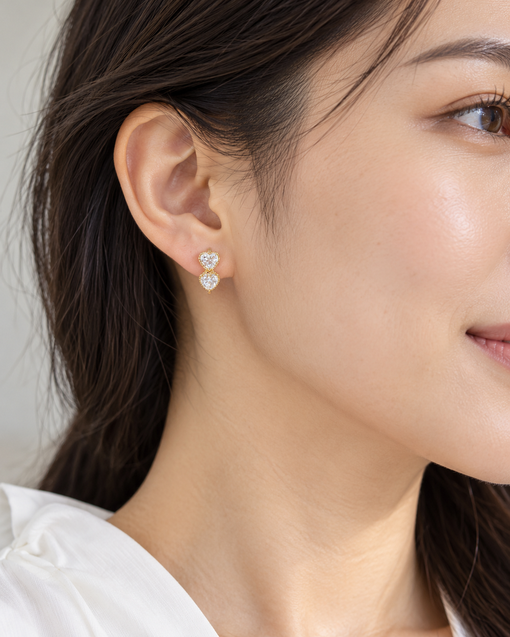 Double Heart Earrings — AI-generated wearing view