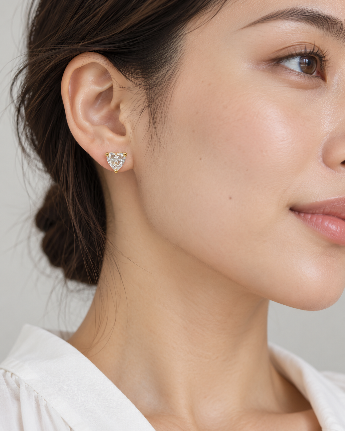 Heart Studs — AI-generated wearing view